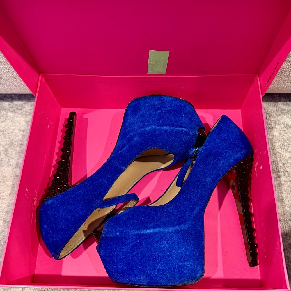 Betsey Johnson “Belll” Platform Heels in BLUE SUEDE, size 10